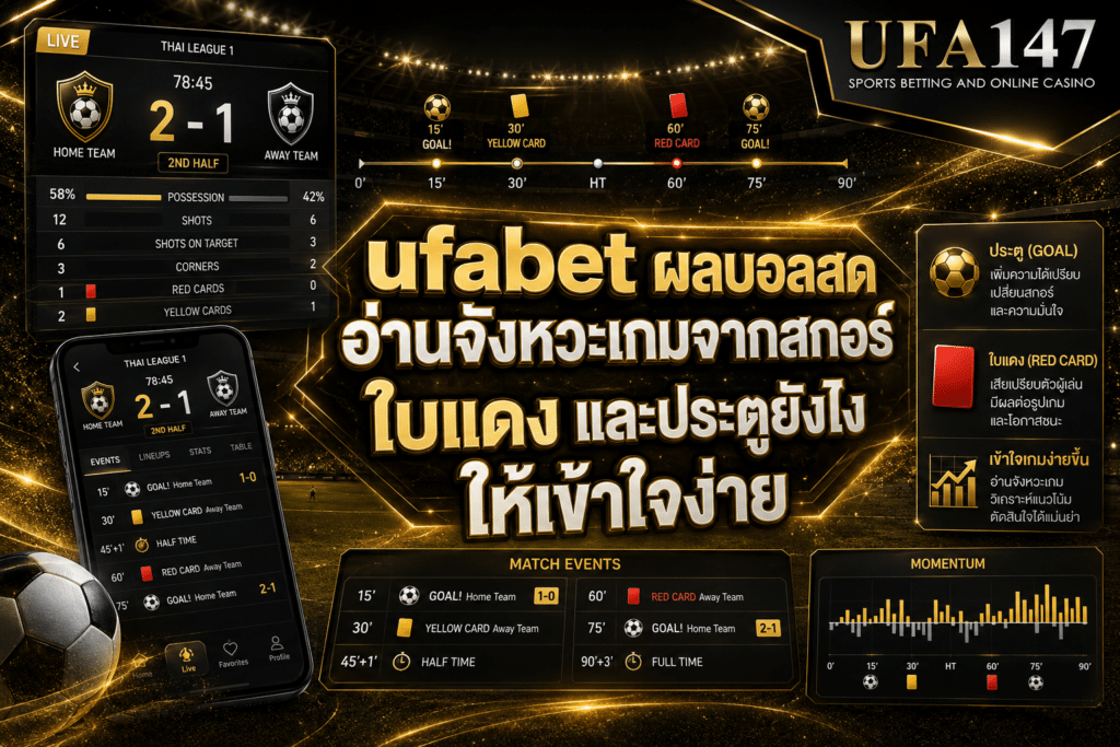 ufabetผลบอลสด อ่านจังหวะเกมจากสกอร์ ใบแดง และประตูยังไงให้เข้าใจง่าย
